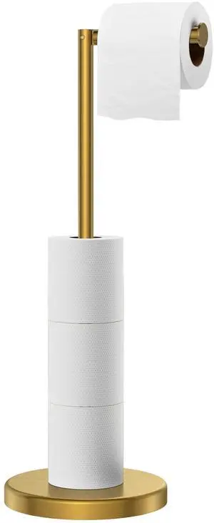 Toilet Paper Holder Stand, 4 Roll Storage, Weighted Base | Brushed Gold | Freestanding Tissue Roll Holder | SUS304 Stainless Steel Rustproof | Bathroom Toilet Paper Stand | Modern Toilet Paper Holder Stand, 4 Roll Storage, Weighted Base | Brushed Gold | Freestanding Tissue Roll Holder | SUS304 Stainless Steel Rustproof | Bathroom Toilet Paper Stand | Modern