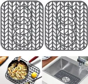 Sink Protectors for Kitchen sink, 13 5/8" x 11 5/8" Folding Non-slip Silicone Sink Mat Grid for Bottom of Farmhouse Stainless Steel Porcelain with 3 Reserved Holes Pack of 2 Sink Protectors for Kitchen sink, 13 5/8" x 11 5/8" Folding Non-slip Silicone Sink Mat Grid for Bottom of Farmhouse Stainless Steel Porcelain with 3 Reserved Holes Pack of 2