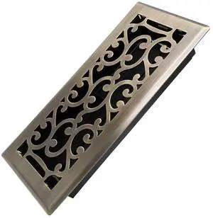 4x10 Inches Heavy Duty Walkable Floor Register - Easy Adjust Air Supply Lever Decorative Floor Vent Covers - Savannah Design Vent Covers for Home - Antique Brass 4x10 Inches Heavy Duty Walkable Floor Register - Easy Adjust Air Supply Lever Decorative Floor Vent Covers - Savannah Design Vent Covers for Home - Antique Brass