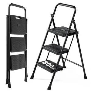 3 Step Ladder, 800lbs Foldable Step Stool with Anti-Slip Pedal 3 Step Ladder, 800lbs Foldable Step Stool with Anti-Slip Pedal