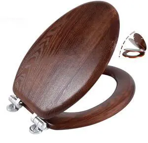 Elongated Wood Toilet Seat with Quiet Close,Easy Clean,Quick-Release Hinges(Elongated,Dark Walnut) Elongated Wood Toilet Seat with Quiet Close,Easy Clean,Quick-Release Hinges(Elongated,Dark Walnut)