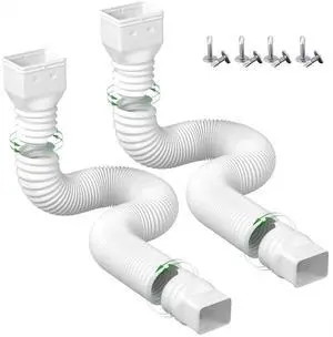 2 Pack Rain Gutter Downspout Extensions Flexible,Drain Downspout Extender Connector 21"-68",Screws for Included,White 2 Pack Rain Gutter Downspout Extensions Flexible,Drain Downspout Extender Connector 21"-68",Screws for Included,White