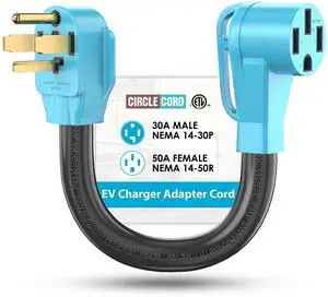 4 Prong NEMA 14-30P to 14-50R EV Charger Adapter Cord | Compatible with Tesla Model 3/S/X/Y, 30 Amp Dryer to 50 Amp EV for Leave 2 Charging, ETL Listed (Not for Dryer or RV) 4 Prong NEMA 14-30P to 14-50R EV Charger Adapter Cord | Compatible with Tesla Model 3/S/X/Y, 30 Amp Dryer to 50 Amp EV for Leave 2 Charging, ETL Listed (Not for Dryer or RV)