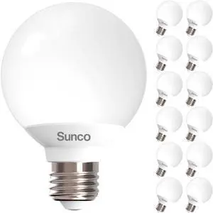Sunco 12 Pack G25 LED Light Bulb, Globe, Vanity Bathroom Mirror, 6W=40W | 3000K Warm White, Frosted Lens, 450LM, Dimmable, E26 Medium Base, Vanity Mirror Lighting, Damp Rated, Decorative Round Bulb Sunco 12 Pack G25 LED Light Bulb, Globe, Vanity Bathroom Mirror, 6W=40W | 3000K Warm White, Frosted Lens, 450LM, Dimmable, E26 Medium Base, Vanity Mirror Lighting, Damp Rated, Decorative Round Bulb