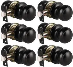 6 Pack Matte Black Door Knob - Round Interior Door Handles for Hallway & Closet, Non-Locking Passage Door Knobs with Durable Lockset, Easy Install 6 Pack Matte Black Door Knob - Round Interior Door Handles for Hallway & Closet, Non-Locking Passage Door Knobs with Durable Lockset, Easy Install