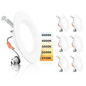 5/6 Inch LED Recessed Can Lights, 5CCT, 9W, 1000LM, 6 Pack | Retrofit Baffle Trim, 5%-100% Dimmable, 2700K-5000K Selectable CCT, Damp&IC Rated, ETL&FCC Certified, Quick E26 Install 5/6 Inch LED Recessed Can Lights, 5CCT, 9W, 1000LM, 6 Pack | Retrofit Baffle Trim, 5%-100% Dimmable, 2700K-5000K Selectable CCT, Damp&IC Rated, ETL&FCC Certified, Quick E26 Install