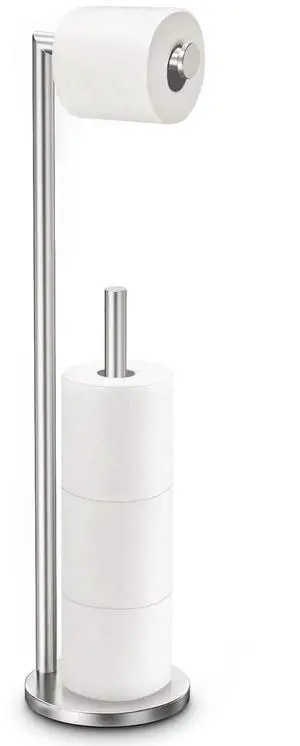 Toilet Paper Holder Stand, Brushed Nickel Toilet Paper Holder Free Standing | Stainless Steel Toilet Paper Holder for 4 Rolls, Bathroom Organizers and Storage with Anti-Slip Base and Rustproof Toilet Paper Holder Stand, Brushed Nickel Toilet Paper Holder Free Standing | Stainless Steel Toilet Paper Holder for 4 Rolls, Bathroom Organizers and Storage with Anti-Slip Base and Rustproof