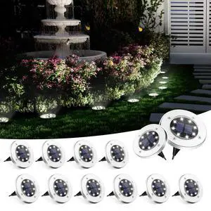 Solar Ground Lights Outdoor, Garden Lights 12 Pack Cool White | IP65 Waterproof Stainless Steel Landscape Lighting for Walkway, Driveway, Pathway, Patio, Backyard Decor Solar Ground Lights Outdoor, Garden Lights 12 Pack Cool White | IP65 Waterproof Stainless Steel Landscape Lighting for Walkway, Driveway, Pathway, Patio, Backyard Decor
