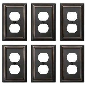Single Duplex Outlet Light Switch Cover Adler Metal Wall Plate, 6-Pack Aged Bronze 1 Gang, for Receptacle Light Switch, Switch Cover Decorative Wallplate, Durable Single Duplex Outlet Light Switch Cover Adler Metal Wall Plate, 6-Pack Aged Bronze 1 Gang, for Receptacle Light Switch, Switch Cover Decorative Wallplate, Durable