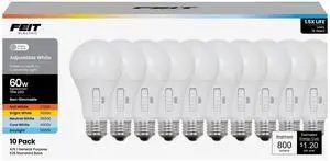 A19 LED Light Bulb, 60W Eq, Non-Dimmable, 5CCT, 800 Lumens A19 LED Light Bulb, 60W Eq, Non-Dimmable, 5CCT, 800 Lumens