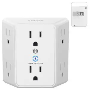 2 Prong to 3 Prong Outlet Adapter, 3 Sided 6 Outlet Extender | Widely Spaced, Polarized Plug, Wall Plug Extender, 900J Wall Charger Surge Protector, Non Grounded Outlets for Older House 2 Prong to 3 Prong Outlet Adapter, 3 Sided 6 Outlet Extender | Widely Spaced, Polarized Plug, Wall Plug Extender, 900J Wall Charger Surge Protector, Non Grounded Outlets for Older House