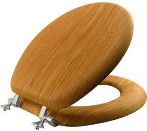 Mayfair Natural Oak Veneer Toilet Seat with Chrome Hinges, Round, Wood Mayfair Natural Oak Veneer Toilet Seat with Chrome Hinges, Round, Wood
