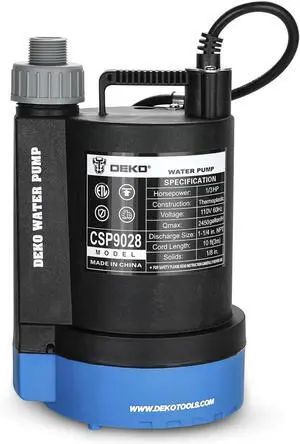 Submersible Utility Water Pump: 1/3HP 2450 GPH Sump Pump High-efficiency Motor Clean Water Removal Drain Pump for Swimming Pool Pond Garden Basement Submersible Utility Water Pump: 1/3HP 2450 GPH Sump Pump High-efficiency Motor Clean Water Removal Drain Pump for Swimming Pool Pond Garden Basement