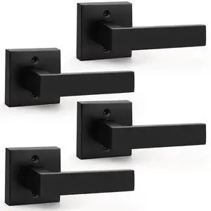 Matte Black Square French Doors Half-Dummy Handles, Heavy Duty Closet Balcony Pantry Hardware, Non-Turning Stainless Steel Single Dummy Levers(Exposed Screws, 4 Pack) Matte Black Square French Doors Half-Dummy Handles, Heavy Duty Closet Balcony Pantry Hardware, Non-Turning Stainless Steel Single Dummy Levers(Exposed Screws, 4 Pack)
