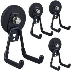 Heavy Duty Magnetic Garage Hooks,4 Pack Strong Large Magnet Hook for Power Drill,Garden Tools,Hose,Pegboard,Garage, Workshop,Magnetic Storage Hooks for Indoor Outdoor Hanging(Black) Heavy Duty Magnetic Garage Hooks,4 Pack Strong Large Magnet Hook for Power Drill,Garden Tools,Hose,Pegboard,Garage, Workshop,Magnetic Storage Hooks for Indoor Outdoor Hanging(Black)