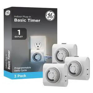 24Hour Mechanical Outlet Timer Switch, Single Polarized PlugIn Control for Indoor Lighting, Lamps, Christmas Trees and Seasonal Decor (3 Pack), 44801 24Hour Mechanical Outlet Timer Switch, Single Polarized PlugIn Control for Indoor Lighting, Lamps, Christmas Trees and Seasonal Decor (3 Pack), 44801