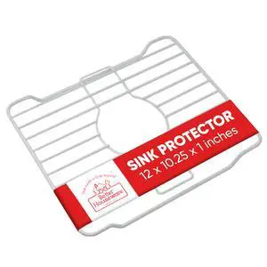 Small White Sink Protector for Kitchen Sink, Metal Grid Mat Fits Compact Single-Bowl Sinks, 12x10.25 in Small White Sink Protector for Kitchen Sink, Metal Grid Mat Fits Compact Single-Bowl Sinks, 12x10.25 in
