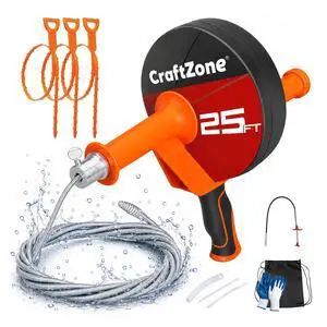 Drain Auger 25 Ft,Plumbing Snake With Drill Adapter,Pipe Clog Remover for Kitchen Bathroom Shower Sink Cleaning,Flexible Spring Steel Drain Auger 25 Ft,Plumbing Snake With Drill Adapter,Pipe Clog Remover for Kitchen Bathroom Shower Sink Cleaning,Flexible Spring Steel