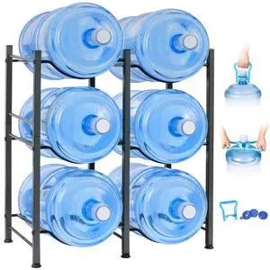 5 Gal Jug Rack, 3 Tier for 6 | Heavy duty steel, built-in lifter, includes cap, holds 6 bottles, kitchen/office/gym 5 Gal Jug Rack, 3 Tier for 6 | Heavy duty steel, built-in lifter, includes cap, holds 6 bottles, kitchen/office/gym