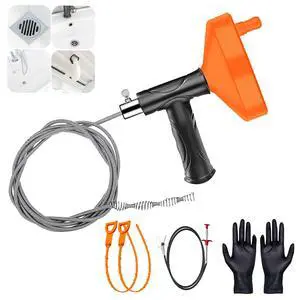 33 Feet Drain Snake Auger, Plumbing Snake Drain Hair Clog Removal Tool, Heavy Duty Toilet Snake Auger, Sink Unclogger Drain Cleaner Tool for Bathroom Kitchen Tub Shower with Gloves 33 Feet Drain Snake Auger, Plumbing Snake Drain Hair Clog Removal Tool, Heavy Duty Toilet Snake Auger, Sink Unclogger Drain Cleaner Tool for Bathroom Kitchen Tub Shower with Gloves