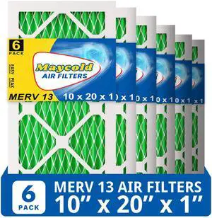 MERV 13 10x20x1 Air Filter (6-Pack), High-Efficiency Pleated AC & Furnace Filters, Actual Size: 9.70 x 19.70 x 0.75, Individually Wrapped in Plastic MERV 13 10x20x1 Air Filter (6-Pack), High-Efficiency Pleated AC & Furnace Filters, Actual Size: 9.70 x 19.70 x 0.75, Individually Wrapped in Plastic