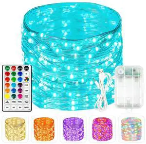 RGB Color Changing 33Ft 100LED 4th of July Fairy Lights Battery Operated, Waterproof String Lights USB Powered with Timer for Indoor & Outdoor, 18 Colors & Multicolor for Independence Day Memorial Day RGB Color Changing 33Ft 100LED 4th of July Fairy Lights Battery Operated, Waterproof String Lights USB Powered with Timer for Indoor & Outdoor, 18 Colors & Multicolor for Independence Day Memorial Day