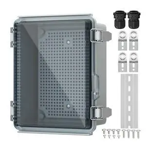 Outdoor Waterproof WiFi Enclosure 8.7x6.7x4.3 | Weatherproof Outdoor Electrical Junction Box, IP67 Rated, DIN Rail & Stainless Latch for Solar, Irrigation, Network & DIY Outdoor Waterproof WiFi Enclosure 8.7x6.7x4.3 | Weatherproof Outdoor Electrical Junction Box, IP67 Rated, DIN Rail & Stainless Latch for Solar, Irrigation, Network & DIY