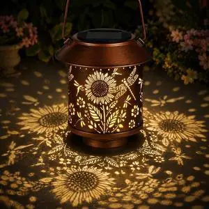 Sunflower Solar Lantern Outdoor Hanging Gifts for Women Mom Grandma | Dragonflies Garden Lovers Rustic Bronze Metal Garden Lantern with Flower Shadow Projection, Solar Light for Patio Porch Yard Sunflower Solar Lantern Outdoor Hanging Gifts for Women Mom Grandma | Dragonflies Garden Lovers Rustic Bronze Metal Garden Lantern with Flower Shadow Projection, Solar Light for Patio Porch Yard