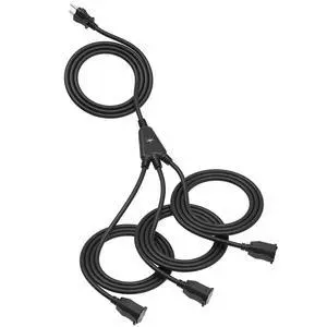 Outdoor Extension Cord with 1 to 3 Splitter Outlets, 25FT Waterproof Cord with Safety Cover, 3 Electrical Outlets for Christmas Decorations, 16 AWG, ETL Listed Outdoor Extension Cord with 1 to 3 Splitter Outlets, 25FT Waterproof Cord with Safety Cover, 3 Electrical Outlets for Christmas Decorations, 16 AWG, ETL Listed