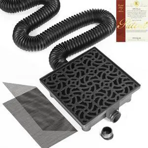 Gutter Downspout Extensions, 12 x 12in Catch Basin | Upgraded Low Profile Downspout Extender, No Deep Dig French Drain, Flexible Pipe Extension to 8.2ft, Protect House Foundation Gutter Downspout Extensions, 12 x 12in Catch Basin | Upgraded Low Profile Downspout Extender, No Deep Dig French Drain, Flexible Pipe Extension to 8.2ft, Protect House Foundation