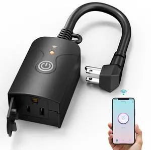 Outdoor Smart WiFi Plug, Heavy Duty 1 Grounded Outlet Timer, 1 Pack | IP44 Weatherproof Timer Outlet with App Wireless Remote Control, Works with Alexa & Google Assistant, 2.4GHz Outdoor Smart WiFi Plug, Heavy Duty 1 Grounded Outlet Timer, 1 Pack | IP44 Weatherproof Timer Outlet with App Wireless Remote Control, Works with Alexa & Google Assistant, 2.4GHz