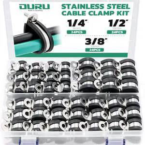 72PCS Cable Clamps Assortment Kit,Rubber Coated, 1/4"-1/2" 3 Sizes | 304 Stainless Steel, Anti-Vibration, Rust Resistant, Secure Hold, Automotive Wire, Pipe & Tube Mounting, Cable Management 72PCS Cable Clamps Assortment Kit,Rubber Coated, 1/4"-1/2" 3 Sizes | 304 Stainless Steel, Anti-Vibration, Rust Resistant, Secure Hold, Automotive Wire, Pipe & Tube Mounting, Cable Management