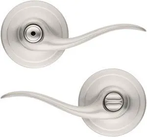 Tustin Interior Privacy Door Handle with Lock, Door Lever For Bathroom and Bedroom, Satin Nickel Reversible Keyless Turn Lock, with Microban Protection Tustin Interior Privacy Door Handle with Lock, Door Lever For Bathroom and Bedroom, Satin Nickel Reversible Keyless Turn Lock, with Microban Protection