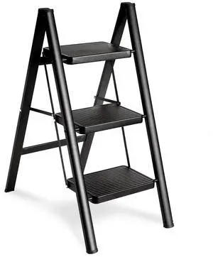 Folding 3 Step Ladder, Sturdy 330 Lbs Load Small Step Stool for Adults, Safer Full Steel Multi-use Kitchen Ladder for Home, Closet Step Stool Ladder with Wide Pedals, Black, 3-Step Folding 3 Step Ladder, Sturdy 330 Lbs Load Small Step Stool for Adults, Safer Full Steel Multi-use Kitchen Ladder for Home, Closet Step Stool Ladder with Wide Pedals, Black, 3-Step