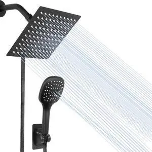 Shower Head with Hose, High Pressure Stainless Steel Rain Shower and 3 Settings Handheld Spray Combo with Push Button Flow Control (8 Inch, Matte Black) Shower Head with Hose, High Pressure Stainless Steel Rain Shower and 3 Settings Handheld Spray Combo with Push Button Flow Control (8 Inch, Matte Black)