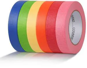 6-Pack Colored Masking Tape 0.94 Inch x 60yds of Colorful Craft Tape Vibrant Rainbow Color Teacher Tape, Great for Art, Lab, Labeling & Classroom Decorations 6-Pack Colored Masking Tape 0.94 Inch x 60yds of Colorful Craft Tape Vibrant Rainbow Color Teacher Tape, Great for Art, Lab, Labeling & Classroom Decorations
