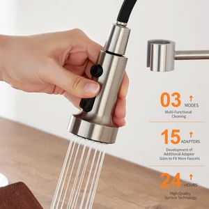with 15 Adapters Pull Down Kitchen Sink Faucet Head Replacement, 3 Functions Plastic Kitchen Sink Sprayer Nozzle Replacement for Kitchen Faucet, Pause Mode (Brushed Nickel) with 15 Adapters Pull Down Kitchen Sink Faucet Head Replacement, 3 Functions Plastic Kitchen Sink Sprayer Nozzle Replacement for Kitchen Faucet, Pause Mode (Brushed Nickel)