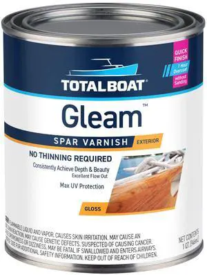 Gleam Marine Spar Varnish for Boats & Outdoor Wood - Gloss Quart | Oil-Based Polyurethane Finish; No Thinning; UV Inhibitors; Wooden Boats, Yacht Brightwork, Furniture & Interior/Exterior Wood Gleam Marine Spar Varnish for Boats & Outdoor Wood - Gloss Quart | Oil-Based Polyurethane Finish; No Thinning; UV Inhibitors; Wooden Boats, Yacht Brightwork, Furniture & Interior/Exterior Wood