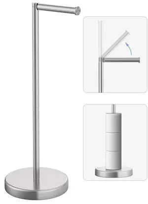 Brushed Nickel Toilet Paper Holder Stand Free Standing Tissue Roll Holder | Freestanding Toilet Paper Stand Storage for Bathroom 304 Stainless Steel Rustproof for 4 Rolls(Fits All Rolls) by Brushed Nickel Toilet Paper Holder Stand Free Standing Tissue Roll Holder | Freestanding Toilet Paper Stand Storage for Bathroom 304 Stainless Steel Rustproof for 4 Rolls(Fits All Rolls) by