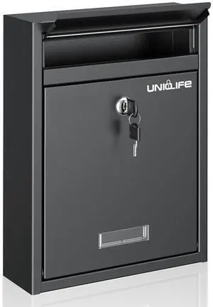 Wall Mount Mailbox for Outside, Locking Mail Box, Black | Large Mailbox with Key Lock, Security Mail Box for House, Safe Key Drop Box, Steel Cash Drop Box for Home Office School Wall Mount Mailbox for Outside, Locking Mail Box, Black | Large Mailbox with Key Lock, Security Mail Box for House, Safe Key Drop Box, Steel Cash Drop Box for Home Office School