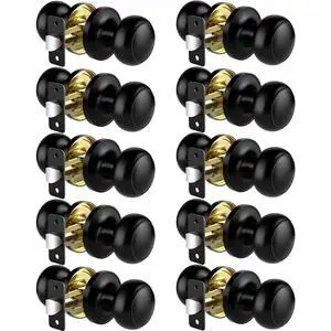 Passage Door Knobs, 10 Pack Matte Black Door Knobs, Hallway Closet Non-Locking Interior Doorknobs, Round Door Handles Keyless Reversible for Left/Right Handed Doors Passage Door Knobs, 10 Pack Matte Black Door Knobs, Hallway Closet Non-Locking Interior Doorknobs, Round Door Handles Keyless Reversible for Left/Right Handed Doors