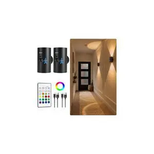 Motion Sensor Wall Lights with Remote, Rechargeable, Peel and Stick | 3 Color Temps, 12 RGB Colors, Wireless, Magentic, 2 Pack LED Sconces for Hallway, Living Room Motion Sensor Wall Lights with Remote, Rechargeable, Peel and Stick | 3 Color Temps, 12 RGB Colors, Wireless, Magentic, 2 Pack LED Sconces for Hallway, Living Room