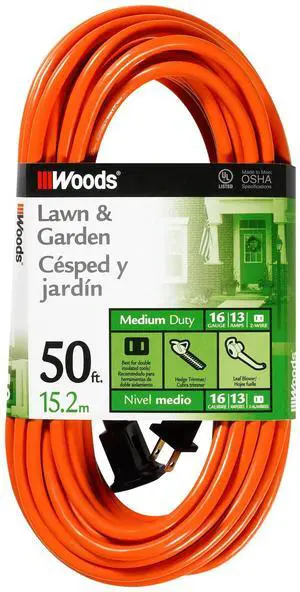 Southwire 50ft Outdoor Extension Cord Bright Orange, 16/2 Two-Prong Durable SJTW Jacket for Landscaping & Light-Duty Power Molded Plug Southwire 50ft Outdoor Extension Cord Bright Orange, 16/2 Two-Prong Durable SJTW Jacket for Landscaping & Light-Duty Power Molded Plug