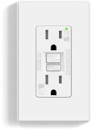 GFCI Outlet Outdoor, 15 Amp Self-Test GFI Electrical Outlet with Thinner Design, Weather & Tamper Resistant GFCI Receptacle, Ground Fault Receptacle w/Wall Plate, UL Listed, Matte White, 1 Pack GFCI Outlet Outdoor, 15 Amp Self-Test GFI Electrical Outlet with Thinner Design, Weather & Tamper Resistant GFCI Receptacle, Ground Fault Receptacle w/Wall Plate, UL Listed, Matte White, 1 Pack