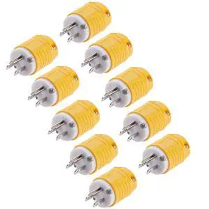 Extension Cord Male Ends 10 Pack, NEMA 5-15P Replacement Plug | ETL Listed, 15 Amp 125 Volt, Heavy Duty, 3 Prong, Industrial Grade, Straight Blade Grounding Type, 2 Pole 3 Wire Extension Cord Male Ends 10 Pack, NEMA 5-15P Replacement Plug | ETL Listed, 15 Amp 125 Volt, Heavy Duty, 3 Prong, Industrial Grade, Straight Blade Grounding Type, 2 Pole 3 Wire