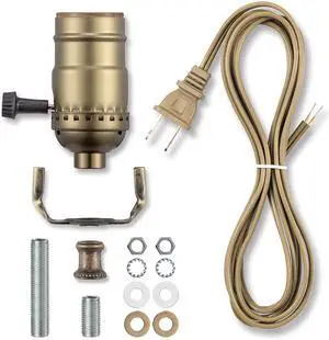 Lamp Making Kit, Lamp Parts for Repair Replacement or Rewire Table and Floor Lamps, 3 Way Socket 12 Foot Matching Cord and Essential Hardware, DIY Lamp Kits for Do It Yourself (Antique Brass) Lamp Making Kit, Lamp Parts for Repair Replacement or Rewire Table and Floor Lamps, 3 Way Socket 12 Foot Matching Cord and Essential Hardware, DIY Lamp Kits for Do It Yourself (Antique Brass)