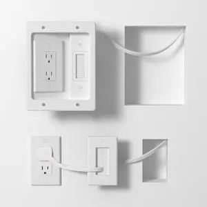in Wall Cable Management Kit,TV Cable Hider Wall Kit with Brush Wall Plate and 9.8FT Cord,2 AC Outlets,Recessed Outlet Box for Wall Mount TV Home Theater Setups Cords Organizer in Wall Cable Management Kit,TV Cable Hider Wall Kit with Brush Wall Plate and 9.8FT Cord,2 AC Outlets,Recessed Outlet Box for Wall Mount TV Home Theater Setups Cords Organizer