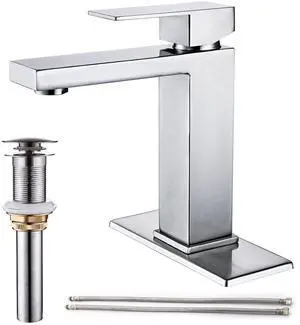 Brushed Nickel Bathroom Faucet, Single Hole Vanity Bath Faucet, Single Handle Modern Stainless Steel Bathroom Faucets for Sink 1 Hole with Pop Up Drain Stopper & Water Supply Hoses Brushed Nickel Bathroom Faucet, Single Hole Vanity Bath Faucet, Single Handle Modern Stainless Steel Bathroom Faucets for Sink 1 Hole with Pop Up Drain Stopper & Water Supply Hoses