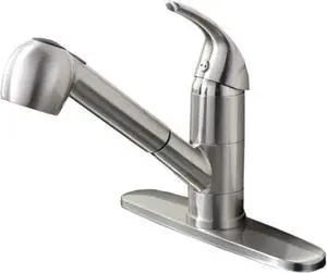 Kitchen Faucet with Pull Out Sprayer, Low Profile, Brushed Nickel | Stainless Steel, Single Handle, 360° Swivel Spout, Lead-Free NSF Certified, Deck Plate for 1 or 3 Hole, RV Laundry Bar Sink Kitchen Faucet with Pull Out Sprayer, Low Profile, Brushed Nickel | Stainless Steel, Single Handle, 360° Swivel Spout, Lead-Free NSF Certified, Deck Plate for 1 or 3 Hole, RV Laundry Bar Sink