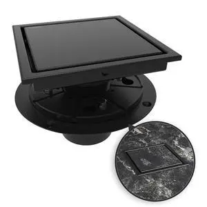 6 Inch Square Shower Drain Black Floor Drain with Flange Reversible 2-in-1 Cover Tile Insert Grate Removable SUS304 Stainless Steel CUPC Certified Matte Black 6 Inch Square Shower Drain Black Floor Drain with Flange Reversible 2-in-1 Cover Tile Insert Grate Removable SUS304 Stainless Steel CUPC Certified Matte Black